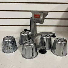 Vintage FOOD-MASTER Food Processor Chopper Shredder Slicer 5 Cones
