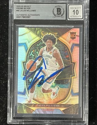 Jalen Williams Signed 2022-23 Select Concourse #90 Silver Prizm BAS Auto 10 Card