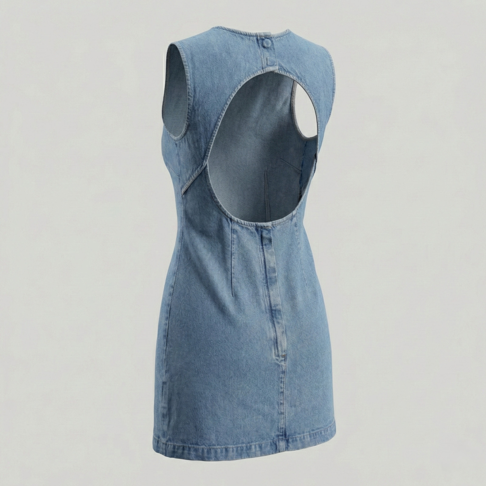 Calvin Klein Jeans Denim Mini Dress Womens Medium Blue Cap Sleeve Open Back NWT thumbnail 2