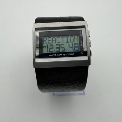 Vintage Kenneth Cole Digital Watch Big Face Stainless Steel 