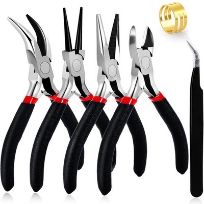 URSKYTOUS 4Pcs Jewelry Pliers Set Making Tools Kit Cn Black 