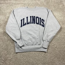 Vintage Illinois Champion Reverse Weave Sweater Men  s Large Gray College