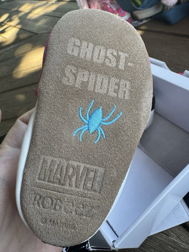 Robeez MARVEL Bebé Suelas Suaves Zapatos Fantasma Araña Talla 6-12 Meses Rosa Blanco Foto 2 de 4