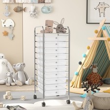 10 Drawer Rolling Storage Cart Office School Scrapbook Paper Organizer