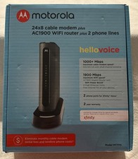 Motorola 24x8 Cable Modem Plus AC1900 Wifi Router Plus 2 Phone Lines for Xfinity