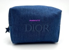 New Dior Denim Cosmetic Makeup Zipper Bag Pouch  Blue