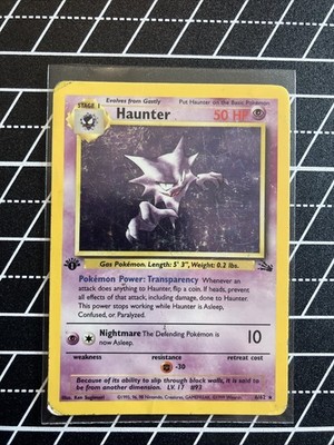 Haunter 6/62 Fossil Holo First Edition. Heavy Play/ Damaged