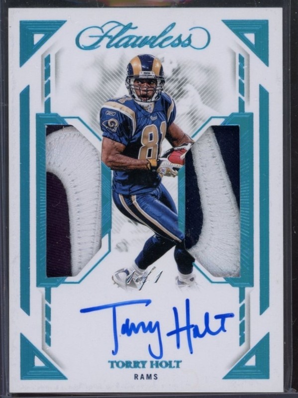 2023 Panini Flawless Torry Holt Dual Nike Swoosh Auto Patch 1/1 Rams Signature