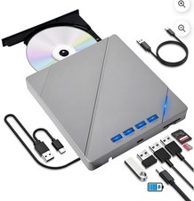 Atzeste External CD/DVD Drive for Laptop, USB 3.0  Type-C Portable Burner