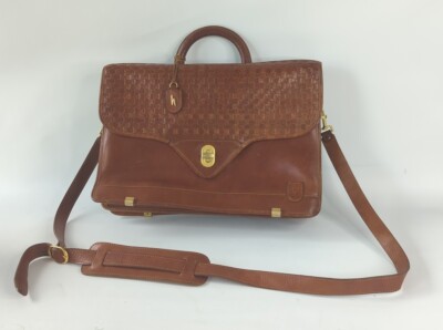 Beautiful Vtg Leather Hartmann Woven Lombardo Briefcase Made in USA