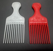 (2) Vintage Goody Hair Pick Comb 6.5” REd & GRAY Croc Texture Lift Tease unbreak