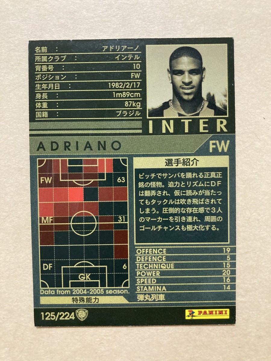 Adriano 2004-2005 04-05 Panini WCCF Soccer Card Rare Inter Milano 