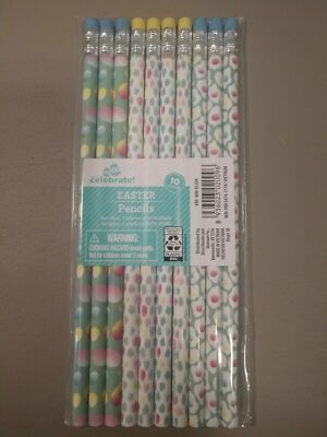 10 Pack of Easter Pencils - Standard #2 Pencils with 3 Easter designs - New