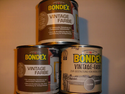  Bondex Vintage Farbe silber Möbelfarbe Holzfarbe Grundierung 375 ml