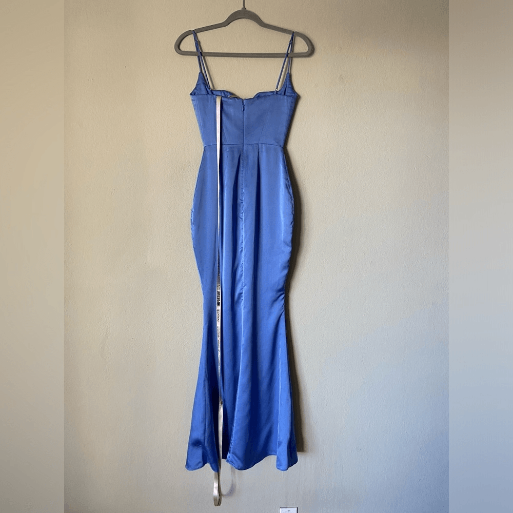 olivette periwinkle satin corset maxi dress NWT House Of Cb Olivette Periwinkle Satin Maxi Blue Dress Corset Size XS