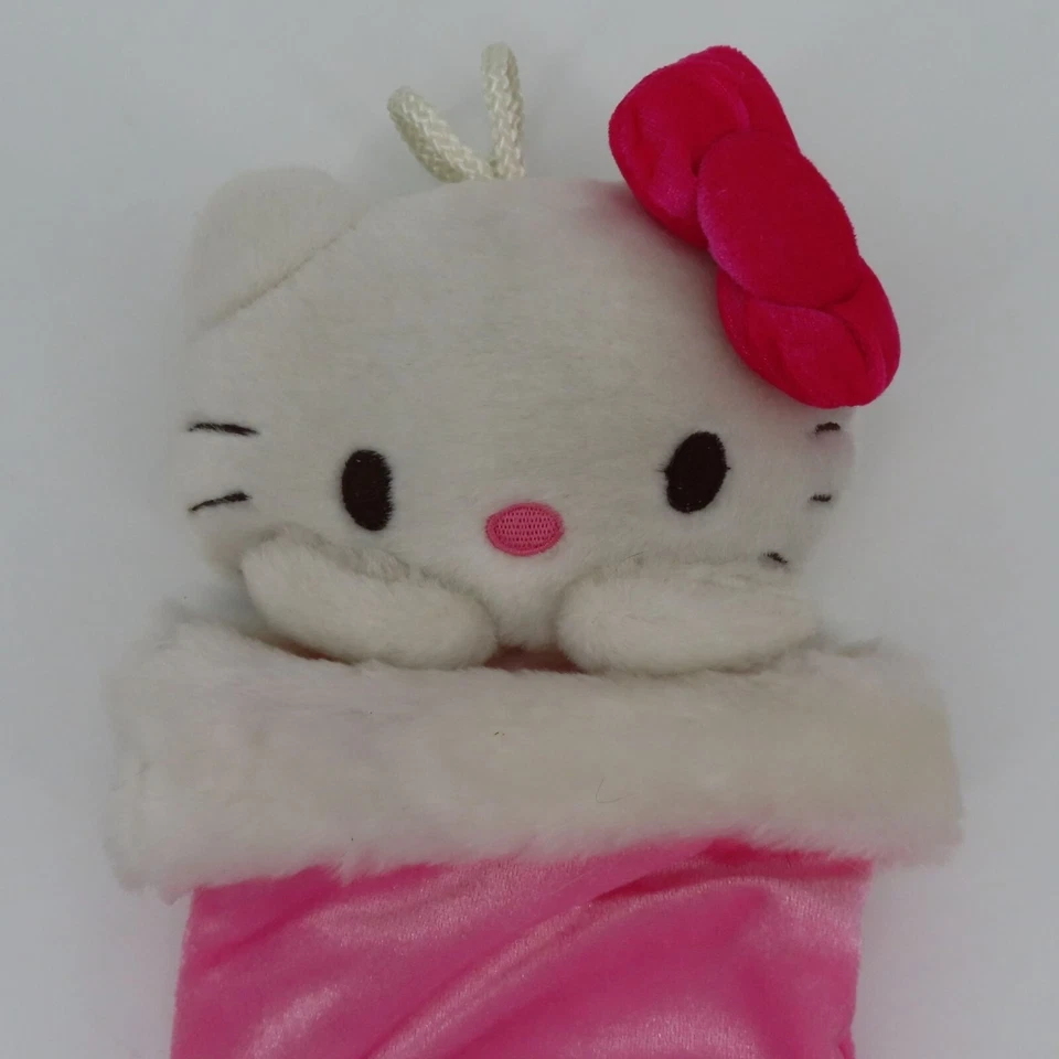 Medias de peluche Sanrio Hello Kitty 2009 rosa blanco estrella gato Navidad vacaciones Foto 2 de 4