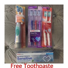 Lot Of 6 CVS Health Toothbrushes 1 Power 3 Clear Pro 2 Full Circle