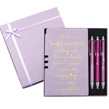 5 Pcs Inspirational Leather Journal Set Notebook Pen with Gift Box for Purple