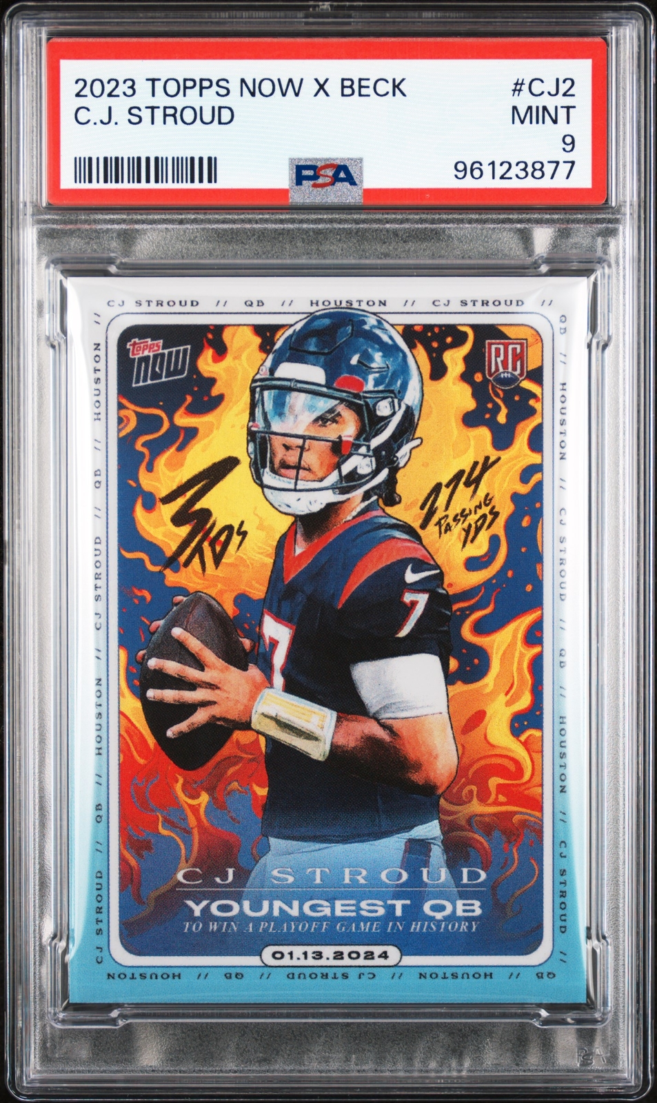 2023 TOPPS NOW X TYSON BECK X C.J. STROUD #CJ2 C.J. STROUD ROOKIE RC PSA 9