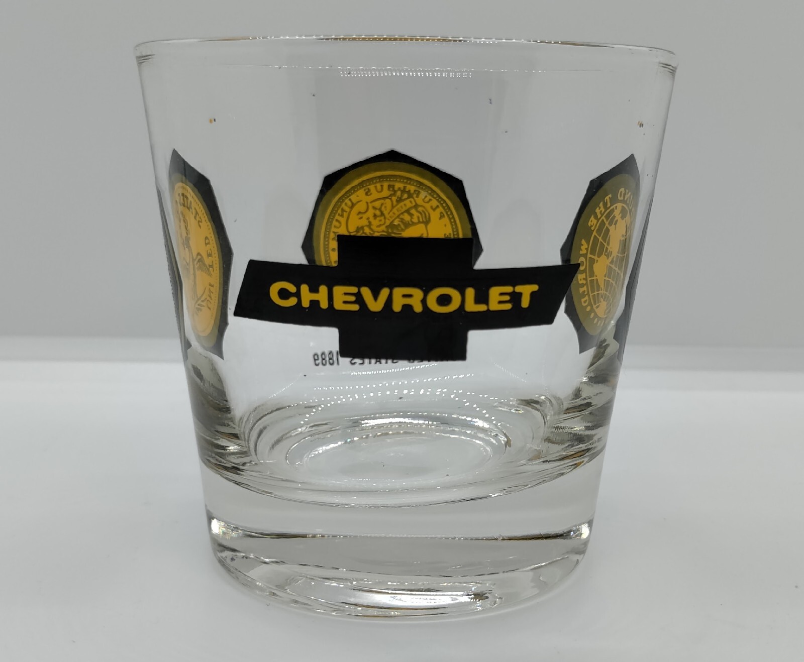 Vintage 1960’s Coins Around The World Chevrolet Chevy Whiskey Whisky Glass-image