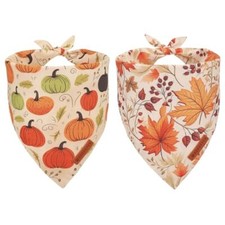 Fall Dog Bandana, Pumpkin Maple Leaf Autumn Thanksgiving Dog X-Large Fall-2