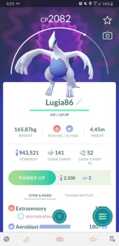 Lugia Hiny Brilhante Pokemon Go (30 Dias de Amizade), Jogo de Computador  Pokemon Go Nunca Usado 62771410