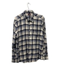 UNTUCKit Men  s Blue Plaid Long Sleeve Button Up Shirt 3XL Regular Cotton Pocket