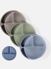 WeeSprout Silicone Plates for Baby with Lids 3 Pack - 100 Food-Grade Silicone