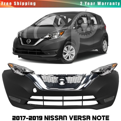 Front Bumper Cover Paintable & Grille Assembly For 2017-2019 Nissan Versa Note