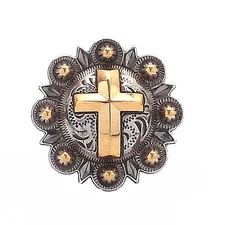 Cross Berry Concho Silver with Rose Gold All Metal 1" 1736-NG