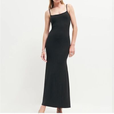 open lace back dress REFORMATION RIBBED COTTON BLEND MAXI DRESS MEDIUM