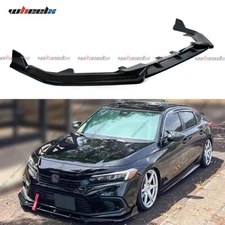 Gloss Black Front Bumper Lip Spoiler Body Kit For 2022-2024 Honda Civic 11th Gen