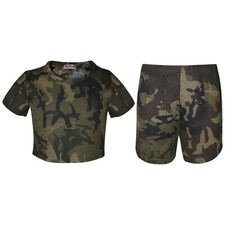 Kids Girls Crop Top Shorts Camouflage Green Fashion Summer Outfit Sets 5-13 Yr