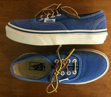 Youth Boys VANS LACE UP SNEAKERS SHOES Blue and White SIZE 13