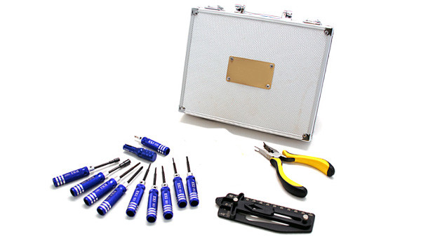 KIT Professionale Attrezzi Elicottero modellismo in valigetta alluminio
