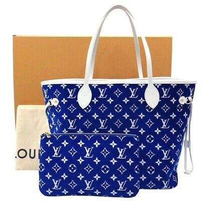 LOUIS VUITTON M46220 Monogram jacquard Neverfull MM Shoulder Tote Bag blue