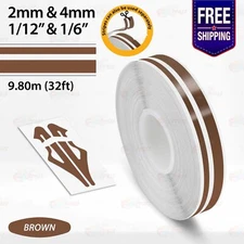 BROWN 1/12" & 1/6" Roll Vinyl Pinstriping Stripe Double Line Tape Decal Sticker