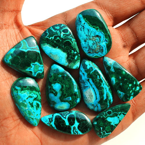 9 Pcs Natural Malachite Chrysocolla Top Grade 28mm-35mm Cabochon Loose Gemstones - Picture 7 of 17