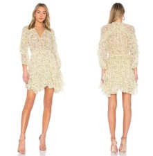 Ulla Johnson 2 Alissa Silk Ruffle Dress Cerise Yellow Floral Dainty Formal