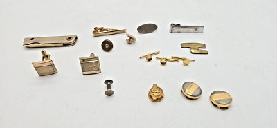 Vintage Cuff Link, buttons, tie Clip Men s Junk Drawer Lot