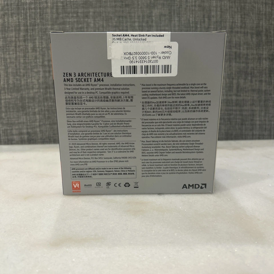 (NEW BOX) AMD Ryzen 5 5600  AM4 CPU Socket 3.5 GHz Max 4.4 GHz 6 Core 12 Thread - Image 3 of 4