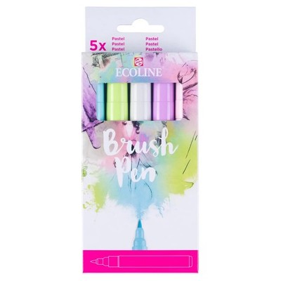 Ecoline Brush Pen Pastellfarben-Set 5 Farben Zarte Aquarellmarker