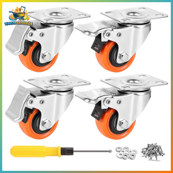 MöBelrollen 50Mm 4Er-Set Mit Bremse, Schwerlast Bis 270Kg, Leise-image