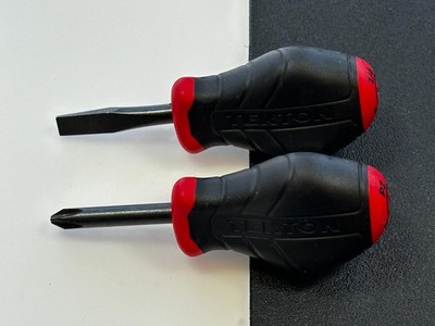 NEW Tekton Tools USA 2pc High-Torque Stubby Black Blade Screwdriver Set Pair
