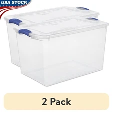 66 Qt Latch Storage Box Clear Plastic Stackable Organizer W/ Secure Latches