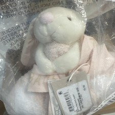 Barefoot Dreams CozyChic Dream Mini Blanket With Buddie Pink White Hearts Bunny