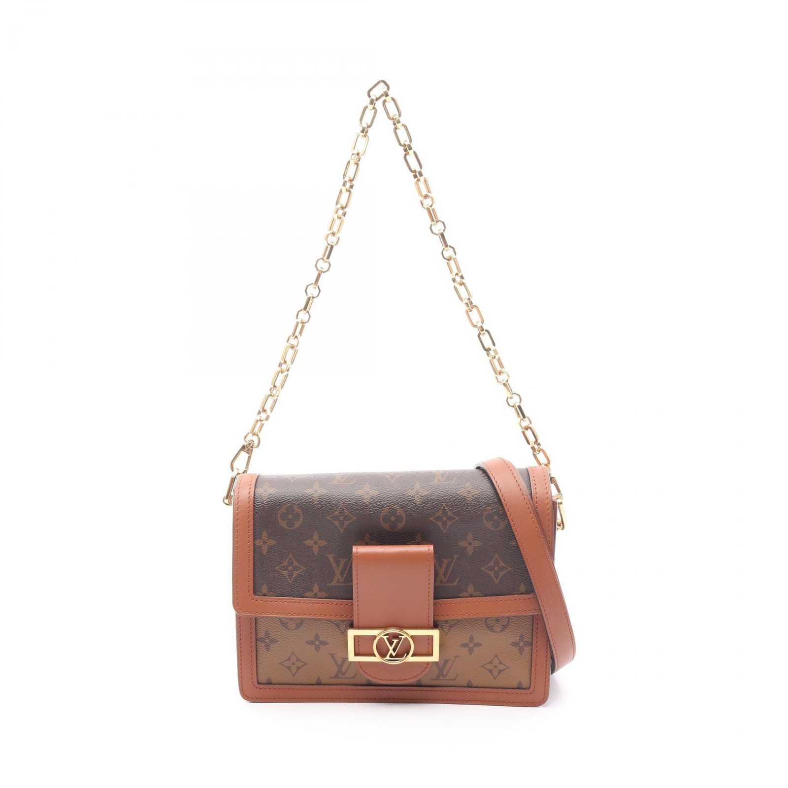 LOUIS VUITTON Dauphine MM Chain Shoulder Bag M45958 Monogram Reverse canvas Used