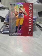 2020 Panini Playoff Call To Arms Justin Herbert #CA-19 Red Prizm Rookie Card RC. rookie card picture