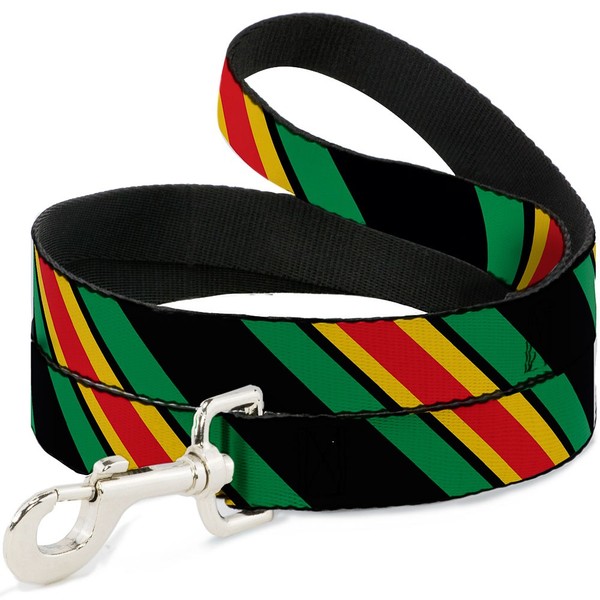 Dog Leash 6-FEET Diagonal Stripes Black/Green/Yellow/Red (Us Import)-image