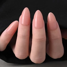 evpct Nude Nuetral Press on Nails Almond Short, Glossy Short Almond Fake Nail...